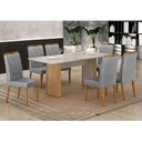 Ver imagem 6 de Mesa de Jantar Ambiente Júlia 180x90cm Cinamomo Off White com 6 Cadeiras Lara Linho Prata - Valdem