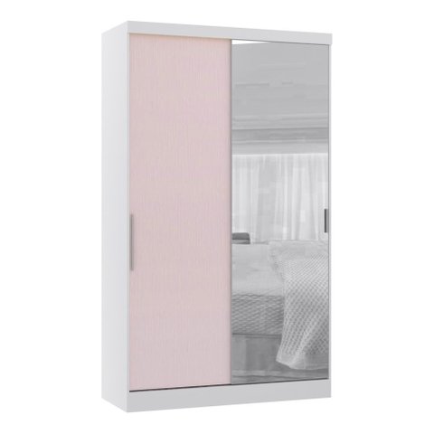 Guarda Roupa Modulado Alpes 2 Portas Correr C/ Espelho - Módulo Luciane:rosa