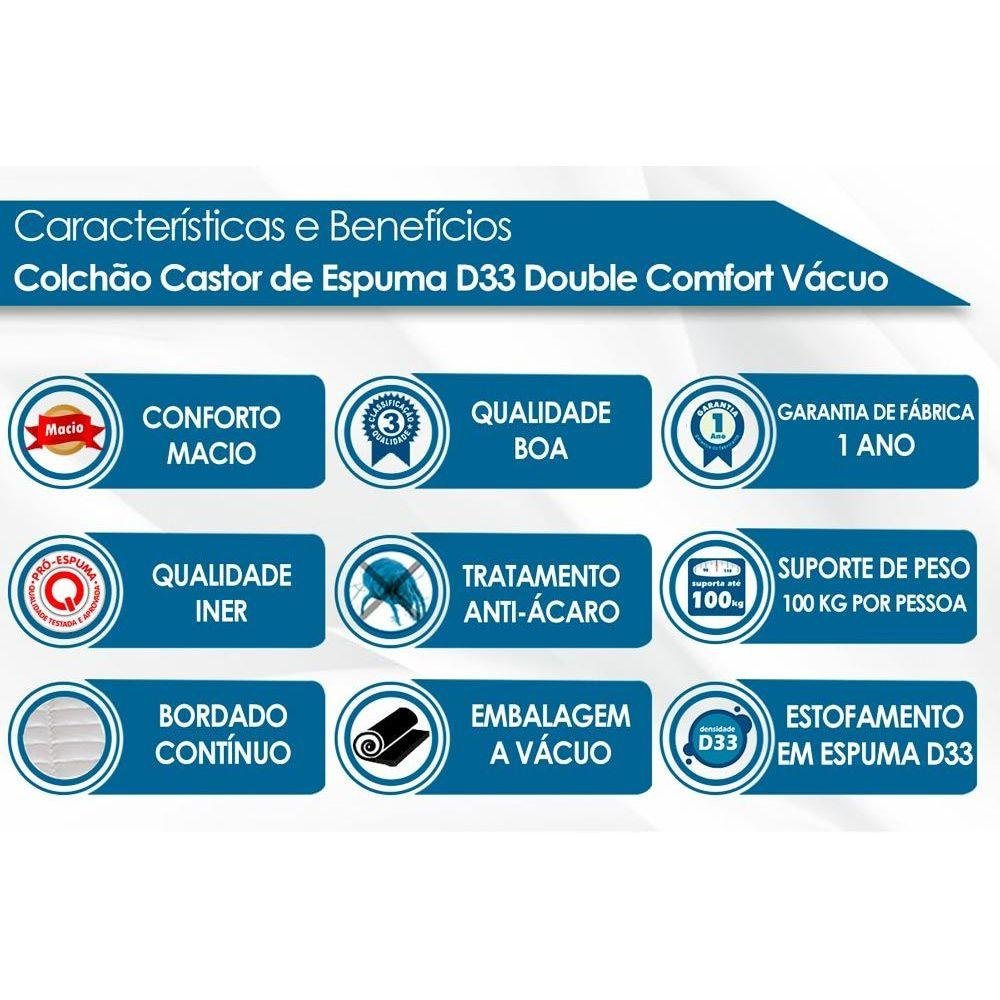 Colchão Casal Castor D33 Vitagel Space Vácuo+Box 138x188 MadeiraMadeira