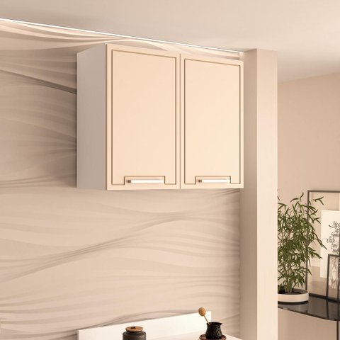 Armário de Cozinha Aéreo Amara 80x66cm com 2 Portas Branco/Creme 250022