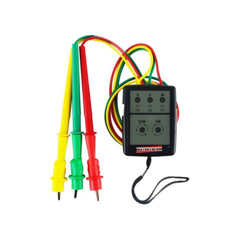 Fasímetro Trifásico Detecção Fase Com Pontas Prova Spi-500 Portátil Com Estojo