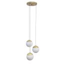 Ver imagem 6 de Pendente Dourado Triplo para Sala de Jantar Escada Corredor Lateral Globo Vidro Leitoso Bivolt