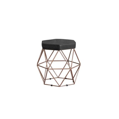Puff Onix Bronze Linho Chumbo Metal Móveis