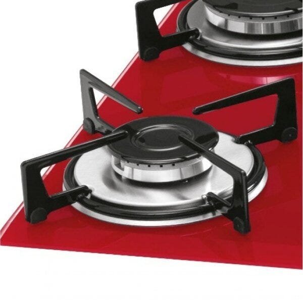 Cooktop 5 Bocas Tripla Chama Gás Mesa Vidro Rouge Bivolt Fischer - 3