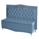 Ver imagem 1 de Kit Cabeceira de Cama Box e Calçadeira Baú Madri King 195 Cm Suede Azul Bebê do Lar Móveis e