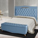 Ver imagem 2 de Kit Cabeceira de Cama Box e Calçadeira Baú Madri King 195 Cm Suede Azul Bebê do Lar Móveis e