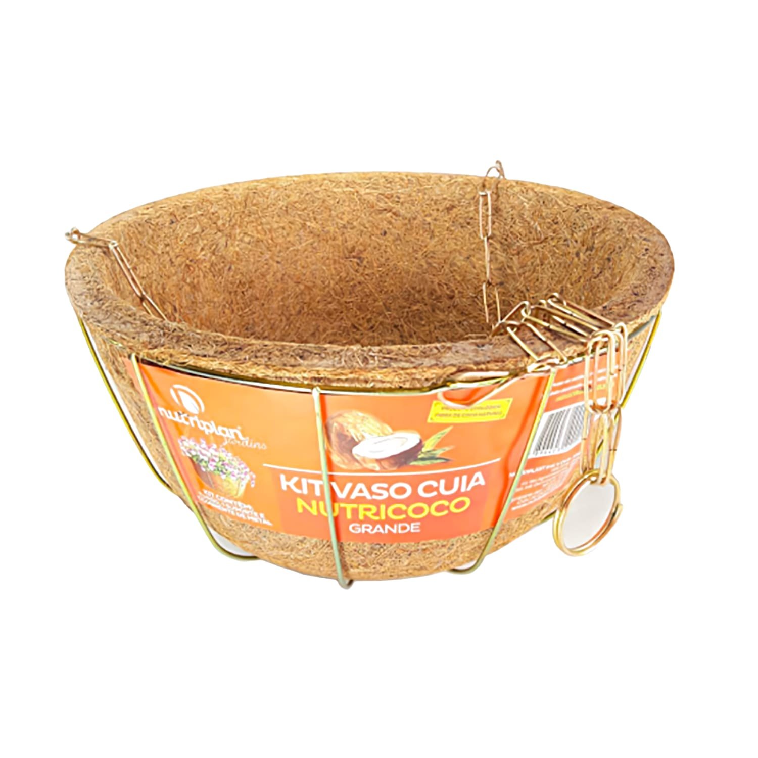 Vaso Plantas Fibra Coco Grande Ecológico Suporte e Corrente - 5