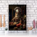 Ver imagem 1 de Quadro para Cozinha Coruja Cozinheira 45x34cm - com Vidro:madeira Preta