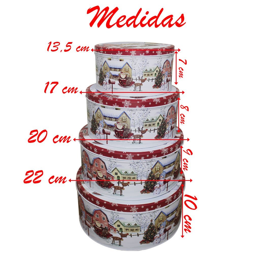 Conjunto De 4 Latas Natalinas Papai Noel Para Doces Chocolates - 2