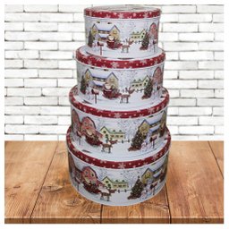 Conjunto De 4 Latas Natalinas Papai Noel Para Doces Chocolates - 3