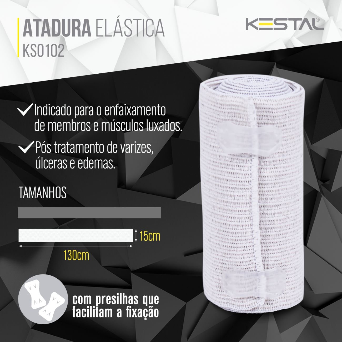 Atadura Elástica 15x130cm Kestal Pós tratamento de Varizes - 2