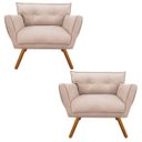 Ver imagem 1 de Kit 2 Poltrona Decorativa Anitta Suede Bege Strass - D'Rossi