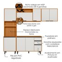 Ver imagem 4 de Cozinha Armario 4 Peças 260 cm Paneleiro Balcao Tampo Ravena Freijo Off Acetinado Poliman