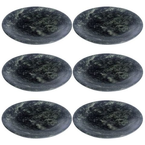 Kit 6 Pratos Rasos de Pedra Sabão 24 Cm