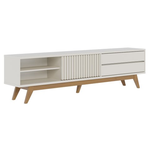 Rack para Sala Bancada de Tv 75 Pol 200cm Itália C05 Off White Matte - Mpozenato