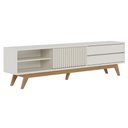 Ver imagem 1 de Rack para Sala Bancada de Tv 75 Pol 200cm Itália C05 Off White Matte - Mpozenato