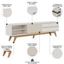 Ver imagem 3 de Rack para Sala Bancada de Tv 75 Pol 200cm Itália C05 Off White Matte - Mpozenato
