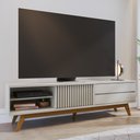 Ver imagem 2 de Rack para Sala Bancada de Tv 75 Pol 200cm Itália C05 Off White Matte - Mpozenato