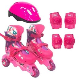 Patins Barbie 3 Rodas Ajustável 29-32 com Acessórios Fun - 3