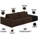 Ver imagem 6 de Sofá Ilha Modular para Sala 252cm com Puff Dublin K01 Veludo Marrom e Sintético Preto - Lyam Decor