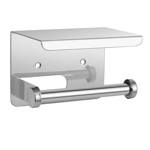 Suporte Papel Higienico Inox Kit 20 Uni Lavabo Banheiro Prateleira Porta Objeto Celular Apoio Suport