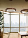 Ver imagem 4 de Lustre LED 27W Sirius Pendente Madeira Sala Jantar arco 50cm Madeluz Pendente Sirius LED Imbuia Bran