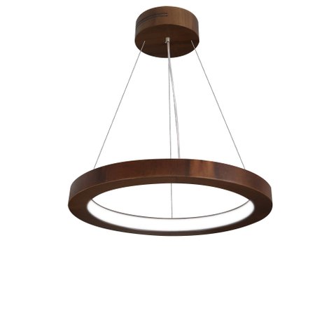 Lustre LED 27W Sirius Pendente Madeira Sala Jantar arco 50cm Madeluz Pendente Sirius LED Imbuia Bran