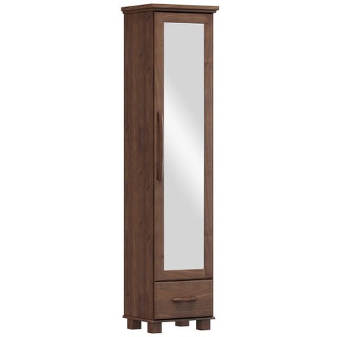 Sapateira Vertical Multiuso com Espelho 1 Porta 1 Gaveta Zahav F06 Café - Lyam Decor