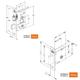 Kit Stam 800 Rolete Tetra Chave Quadrada Cromada Porta Pivotante - 2