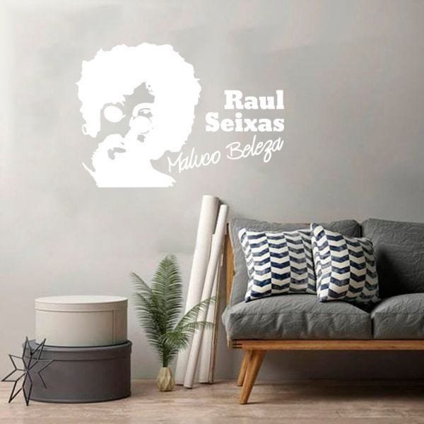 Adesivo de Parede Raul Seixas Maluco Beleza - Branco - 1