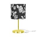 Ver imagem 1 de Abajur Eros Cilindrico Floral Prata Com Base Redonda Dourado