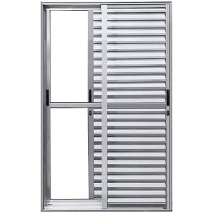 Porta de Aluminio Balcão 3 Folhas Móveis com Fechadura Linha Premium:2,10 X 1,20/brilhante