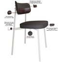 Ver imagem 4 de Kit 06 Cadeiras Estofada para Sala de Jantar Astrid Branco C01 Linho Preto Courino Café - Lyam Decor