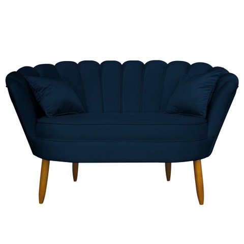 Namoradeira Pétala 2 Lugares Decorativa Veludo Azul Marinho - Montanaris Decor MD MONTANARIS DECOR