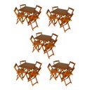 Ver imagem 1 de Kit 5 Conjuntos Dobráveis 70x70 com 5 Mesas e 20 Cadeiras Mel