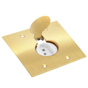 Kit Placa 1 Posto Tomada 4x4 Latão + Tomada Piso 2p T 10a Branca