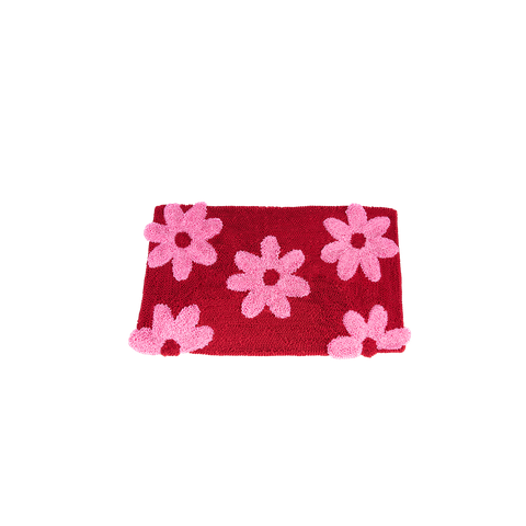 Tapete Floral Artesanal Vermelho com Pink 90x50