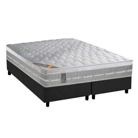 Cama Box Queen: Colchão Molas Pocket Ensacadas Castor Premium Gel + Base CRC Suede Gray(158x198)