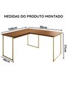 Ver imagem 5 de Mesa em L para Computador com Pé de Ferro Max 90x150 cm - Freijó/Dourado
