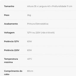 Aquecedor de Toalhas Térmico Preto Mini 220v Esquerdo - 3