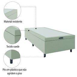 Base Cama Box Baú Solteiro 79x198x41cm Bege Suede Veludo Prince - 4