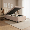 Base Cama Box Baú Solteiro 79x198x41cm Bege Suede Veludo Prince - 1