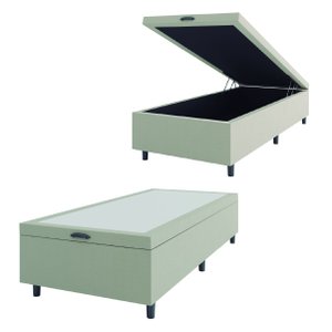 Base Cama Box Baú Solteiro 79x198x41cm Bege Suede Veludo Prince