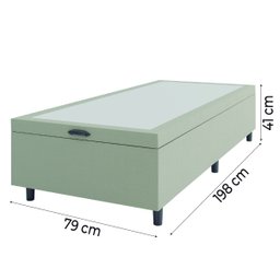 Base Cama Box Baú Solteiro 79x198x41cm Bege Suede Veludo Prince - 3