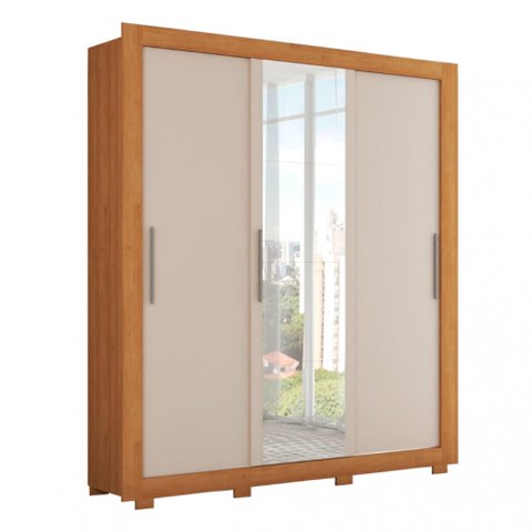 Guarda-roupa Casal Santiago 3 Portas 2 Gavetas com Espelho Caemmun