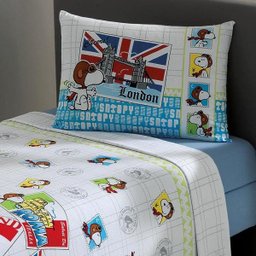 Jogo de Cama Solteiro Snoopy 3 peças - 100% Algodão - Dohler - 6 Jogo de Cama Solteiro Snoopy 3 peças - 100% Algodão - Dohler - 6