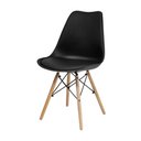 Ver imagem 2 de Kit 4 Cadeiras Saarinen Dsw Estofada Base Madeira Sala Cozinha Jantar La Mobilia
