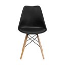 Ver imagem 1 de Kit 4 Cadeiras Saarinen Dsw Estofada Base Madeira Sala Cozinha Jantar La Mobilia