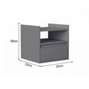 Ver imagem 4 de Mesa de Cabeceira Minerva Suspensa para Quarto Estilo Retrô com Porta Funcional - Cinza