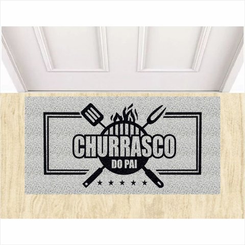 Tapete Capacho Churrasco do Pai 80x40 Prata para Decoração.